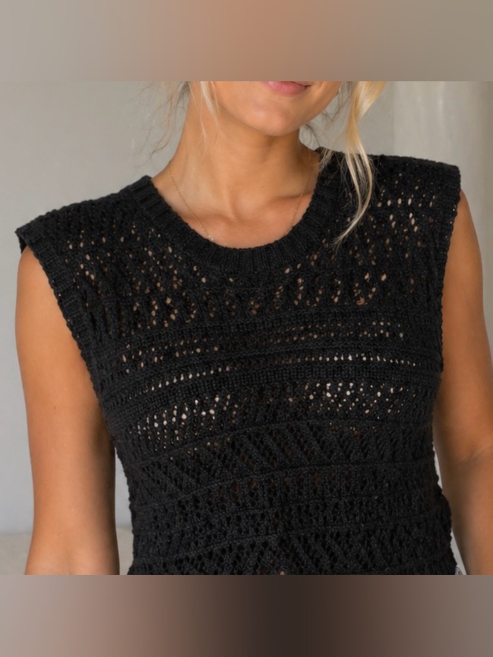 Evereve Black Lace Knit Top